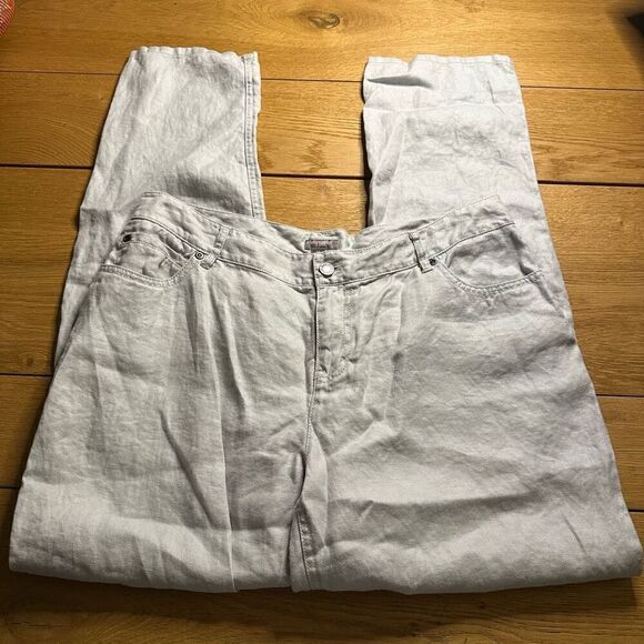 J. Jill linen pants gray white 14 - Picture 1 of 9